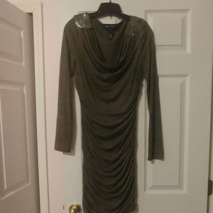 Green Ruched Printed Dress